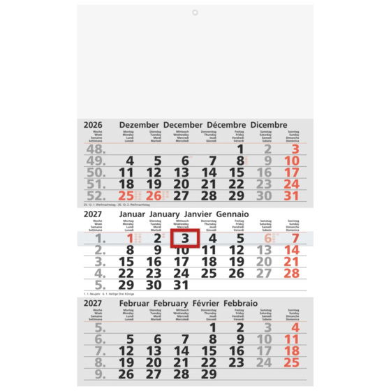Mehrmonatskalender Modell 702 90