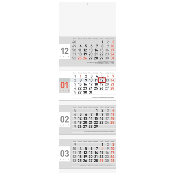 Mehrmonatskalender Modell 86 D