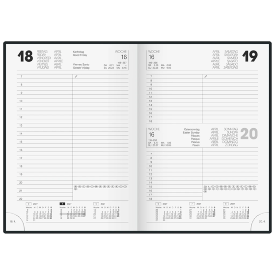 Buchkalender Modell 895 Bucheinbandstoff Miradur blau (Lagerware)