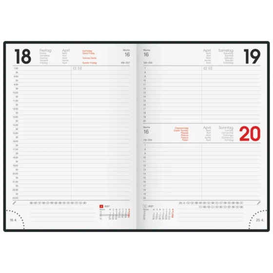 Buchkalender Modell 795 Bucheinbandstoff Miradur weinrot (Lagerware)