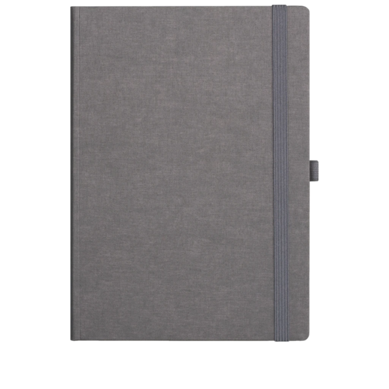 Notizbuch Office A5+ kariert Gewebe Leinen dunkelgrau (Lagerware)
