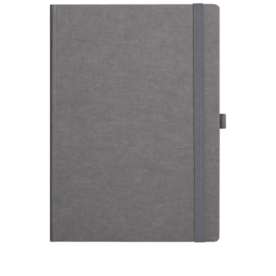 Notizbuch Office A5+ kariert Gewebe Leinen dunkelgrau (Lagerware)