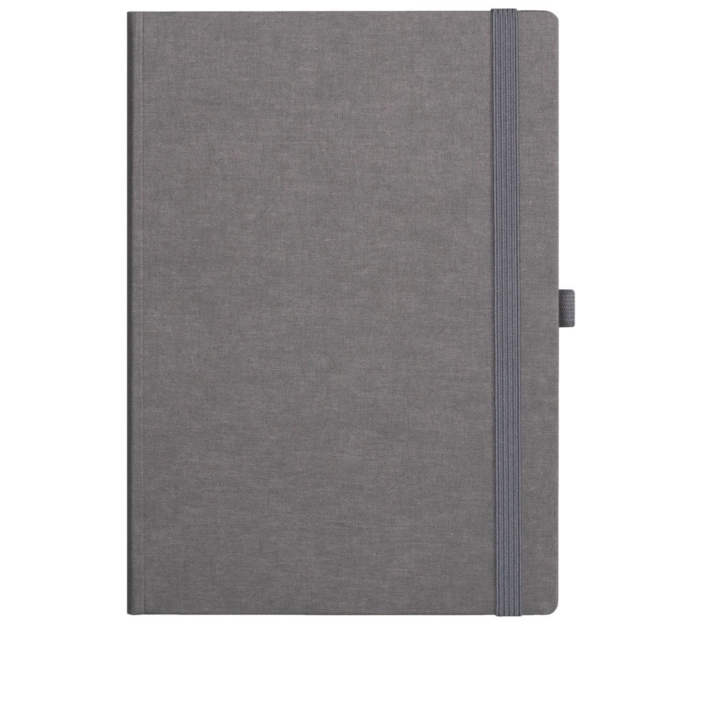 Notizbuch Office A5+ kariert Gewebe Leinen dunkelgrau (Lagerware)