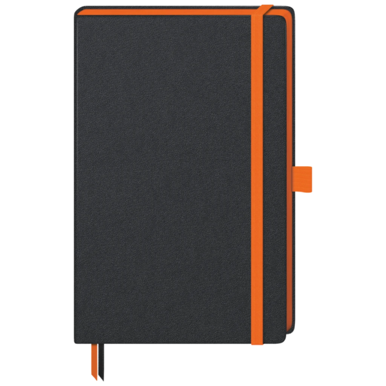 Notizbuch Kompagnon Trend A5 kariert Bucheinbandstoff Maestro, Ausstattung orange schwarz (Lagerware)