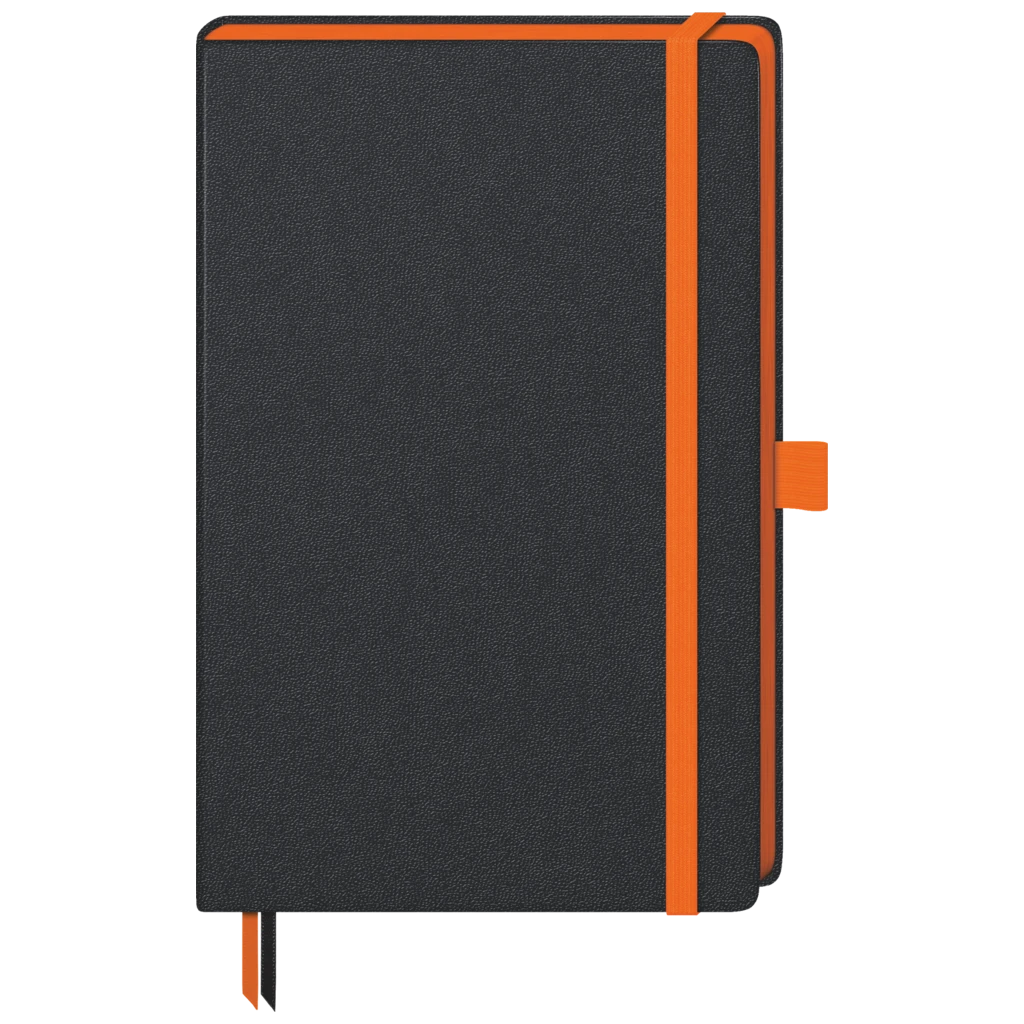 Notizbuch Kompagnon Trend A5 kariert Bucheinbandstoff Maestro, Ausstattung orange schwarz (Lagerware)
