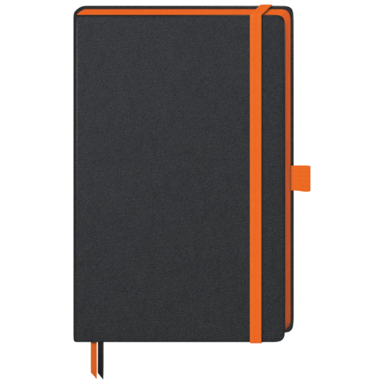 Notizbuch Kompagnon Trend A5 kariert Bucheinbandstoff Maestro, Ausstattung orange schwarz (Lagerware)