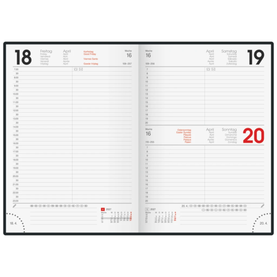 Buchkalender Modell 795 Bucheinbandstoff Miradur schwarz (Lagerware)