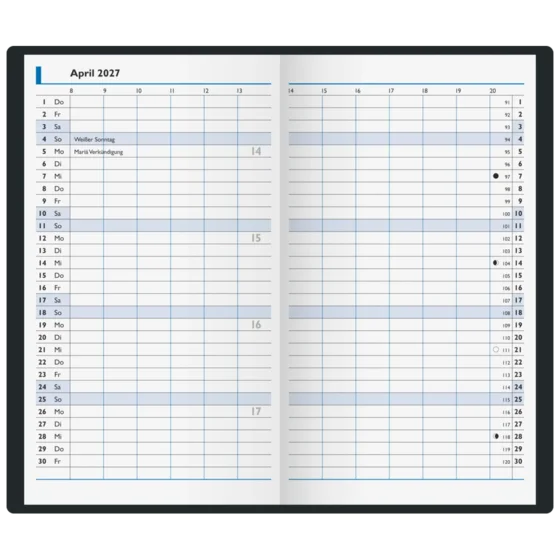 Taschenkalender Modell 10 D Kunststofffolie Alpha schwarz (Lagerware)