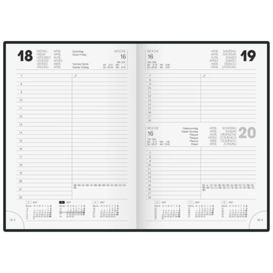 Buchkalender Modell 895 Bucheinbandstoff Miradur schwarz (Lagerware)