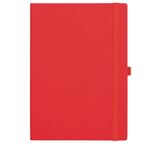 Notizbuch Office A5+ kariert Gewebe Leinen rot (Lagerware)