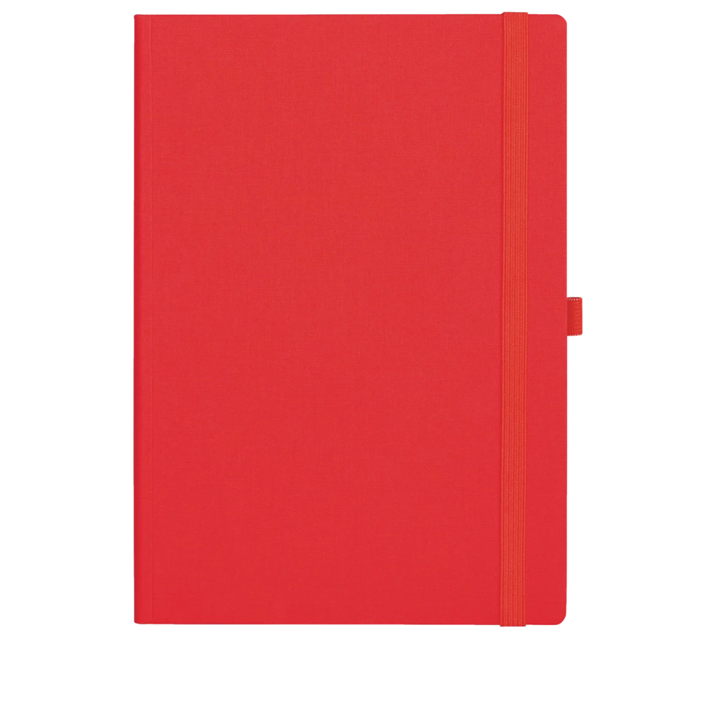 Notizbuch Office A5+ kariert Gewebe Leinen rot (Lagerware)