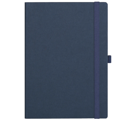 Notizbuch Office A5+ kariert Gewebe Leinen dunkelblau (Lagerware)