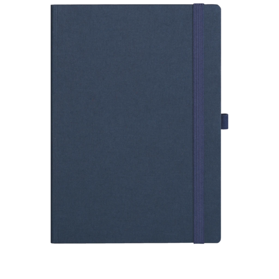 Notizbuch Office A5+ kariert Gewebe Leinen dunkelblau (Lagerware)
