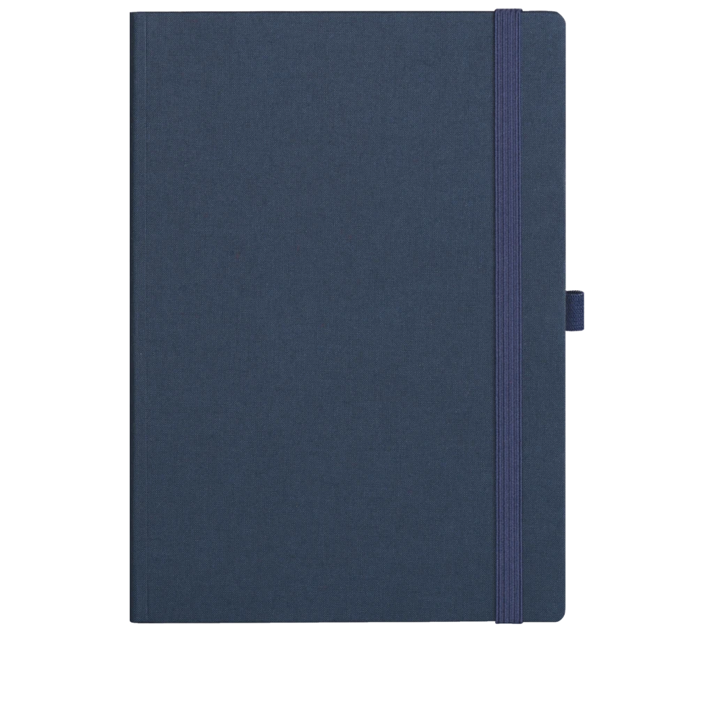 Notizbuch Office A5+ kariert Gewebe Leinen dunkelblau (Lagerware)