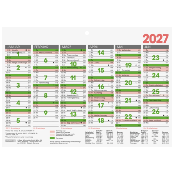 Tafelkalender Modell 701 50