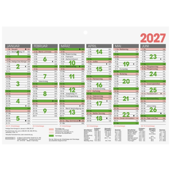 Tafelkalender Modell 701 50