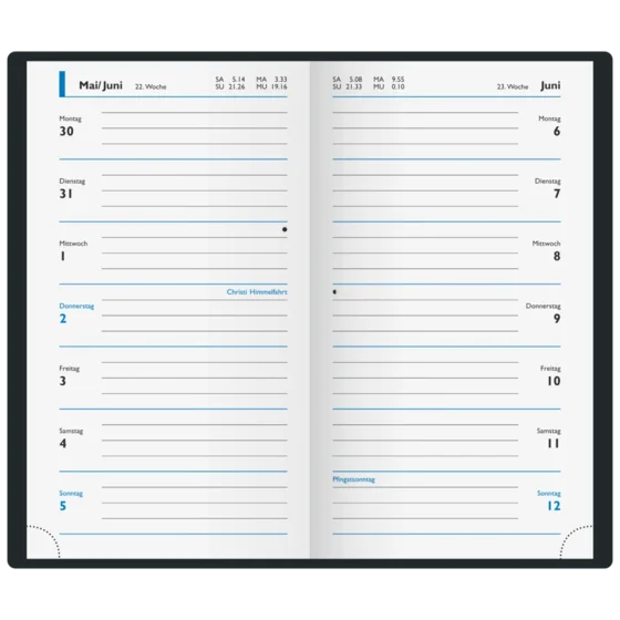 Taschenkalender Modell 16 D Broschur, auswechselbar