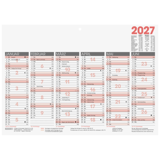 Tafelkalender Modell 701 40