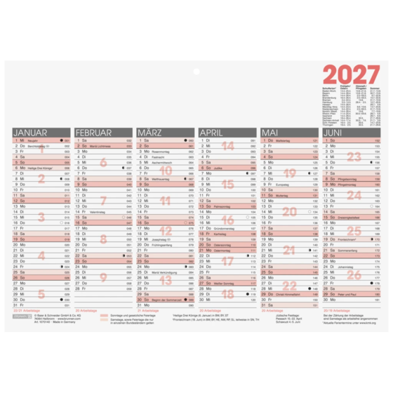 Tafelkalender Modell 701 40
