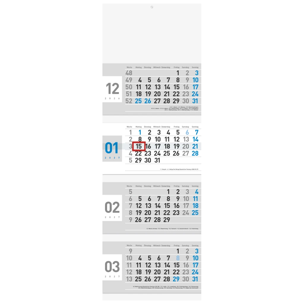 Mehrmonatskalender Modell 87D