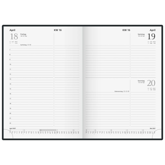 Buchkalender Modell 795 62 Bucheinbandstoff Miradur schwarz (Lagerware)