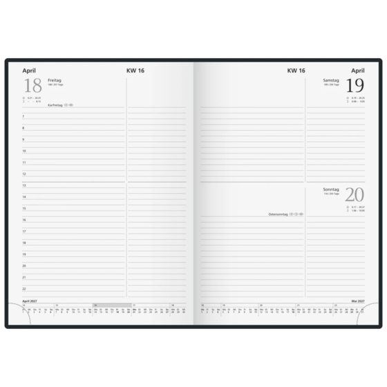 Buchkalender Modell 795 62 Bucheinbandstoff Miradur schwarz (Lagerware)