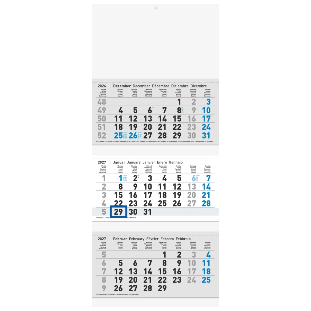 Mehrmonatskalender Modell 702 27