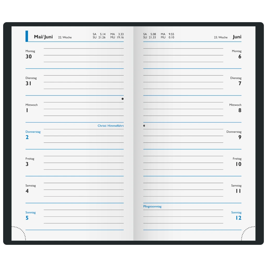 Taschenkalender Modell 16 D Geheftet, auswechselbar