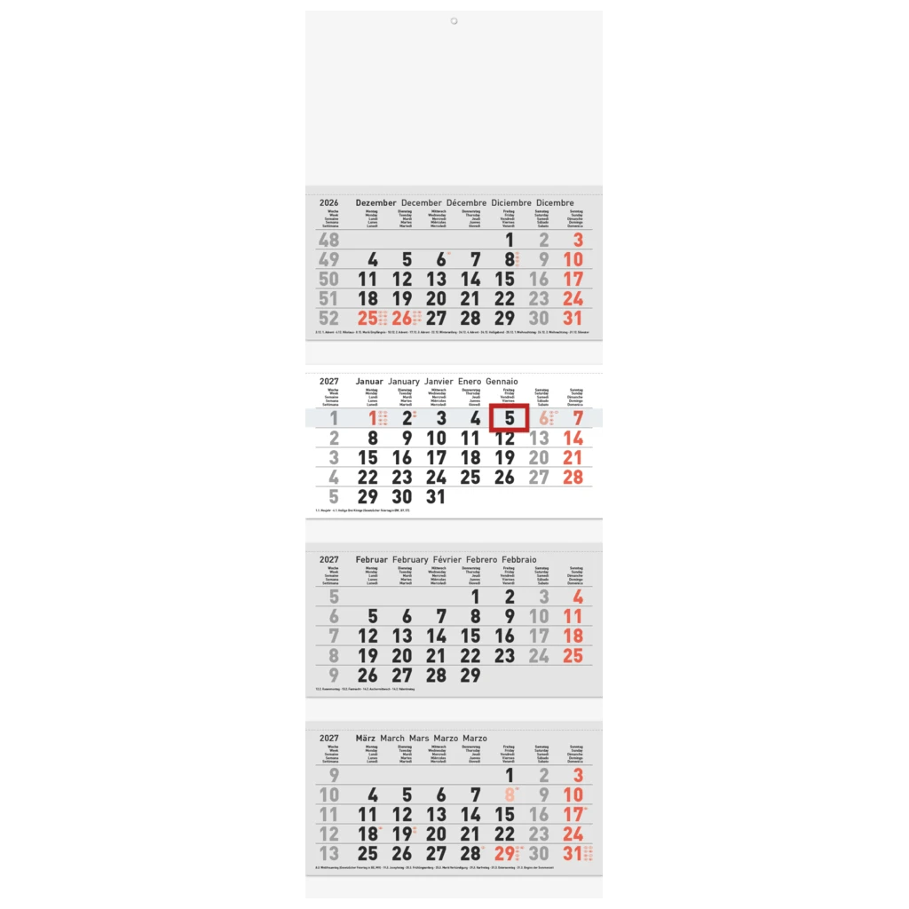 Mehrmonatskalender Modell 76 X-G