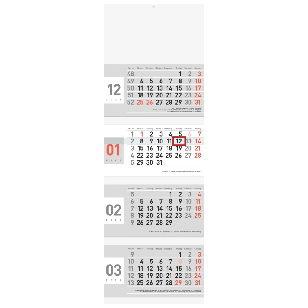 Mehrmonatskalender Modell 86 D