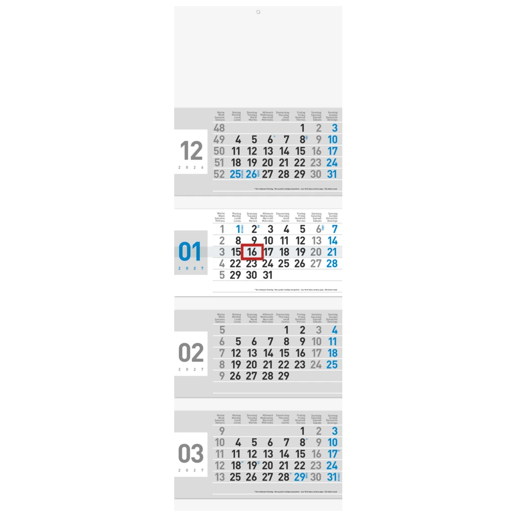Mehrmonatskalender Modell 87 X