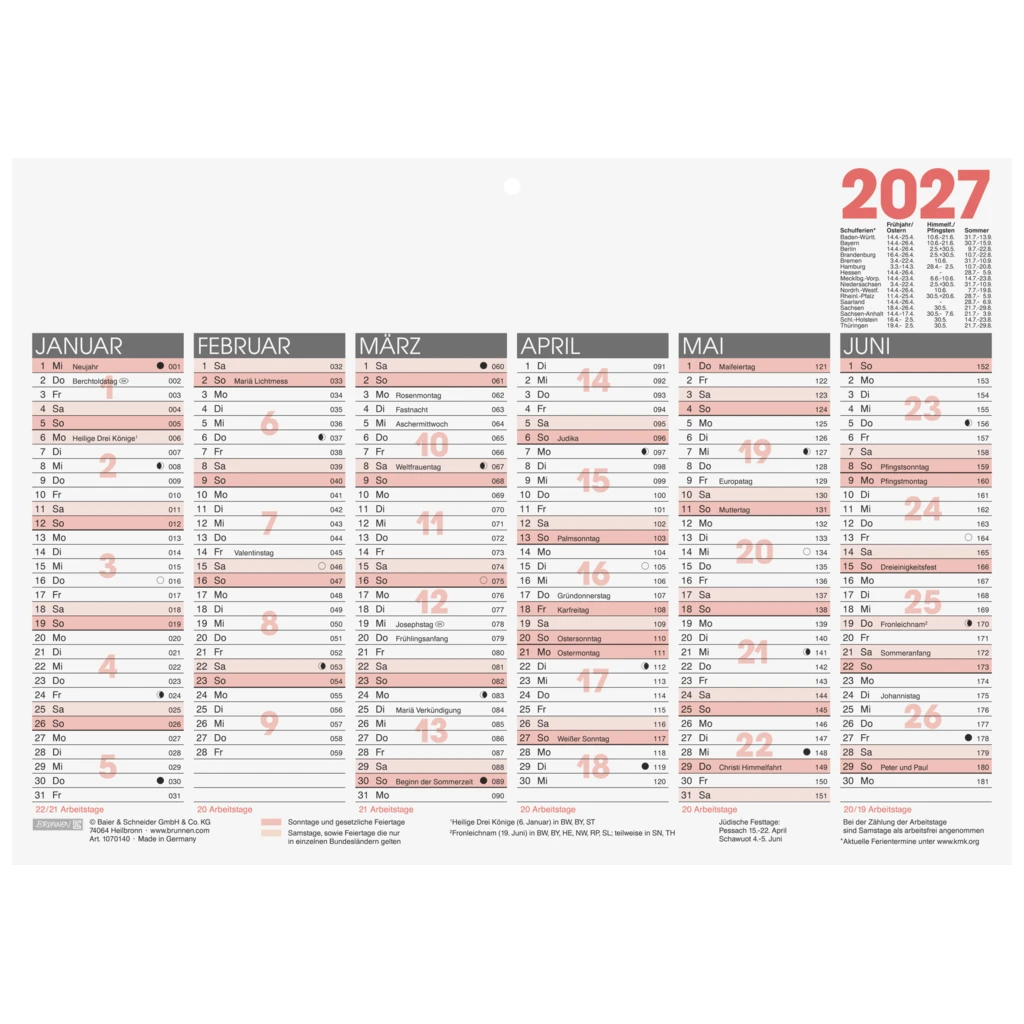 Tafelkalender Modell 701 40