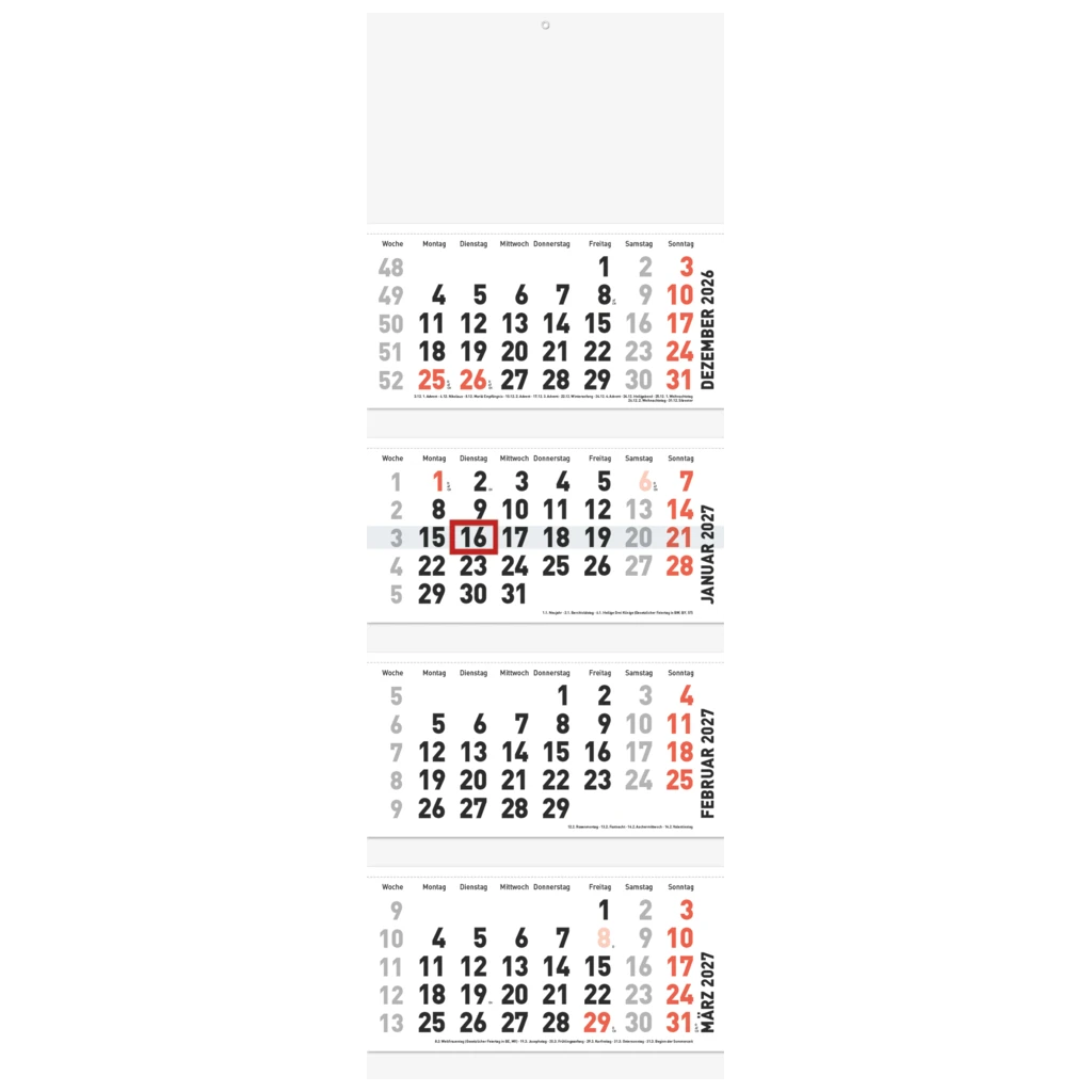 Mehrmonatskalender Modell 702 34