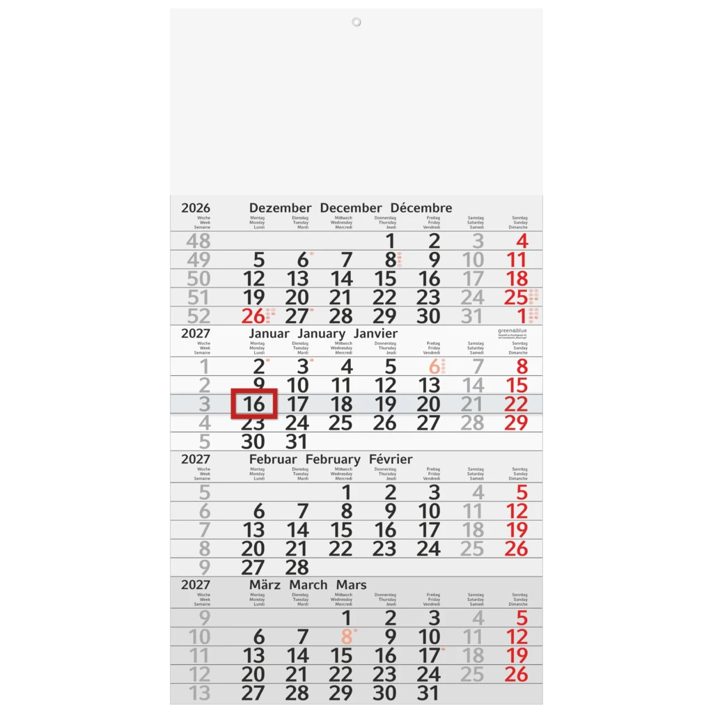 Mehrmonatskalender Modell 702 94 Recycling